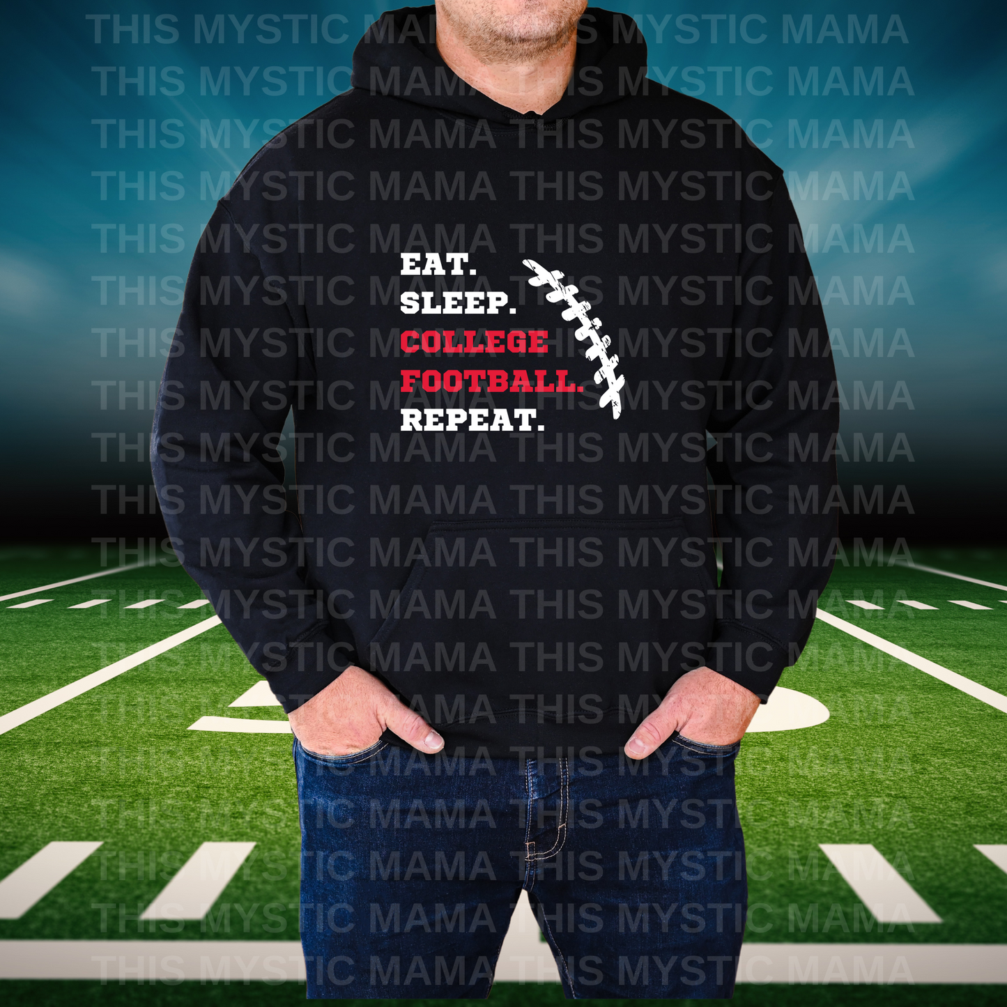 "Eat. Sleep. College Football. Repeat." Fanatic Hoodie