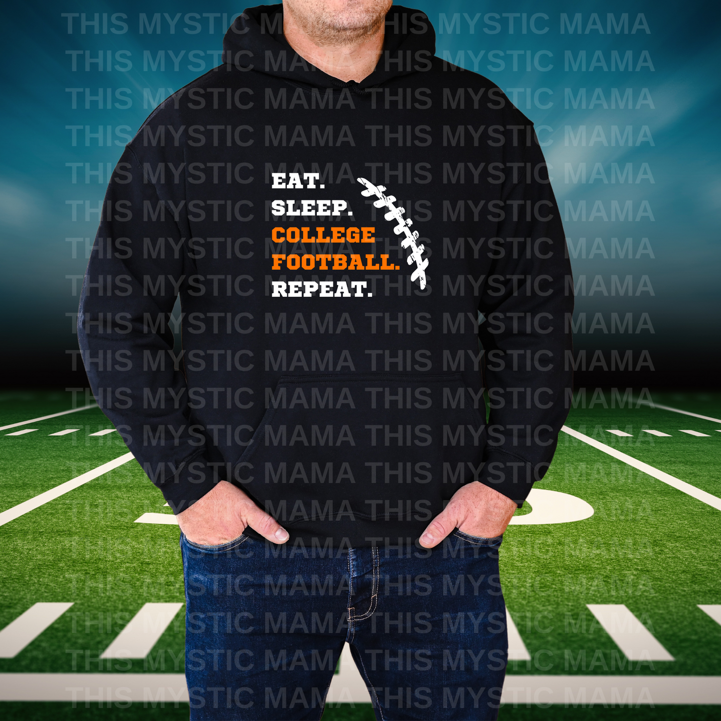 "Eat. Sleep. College Football. Repeat." Fanatic Hoodie