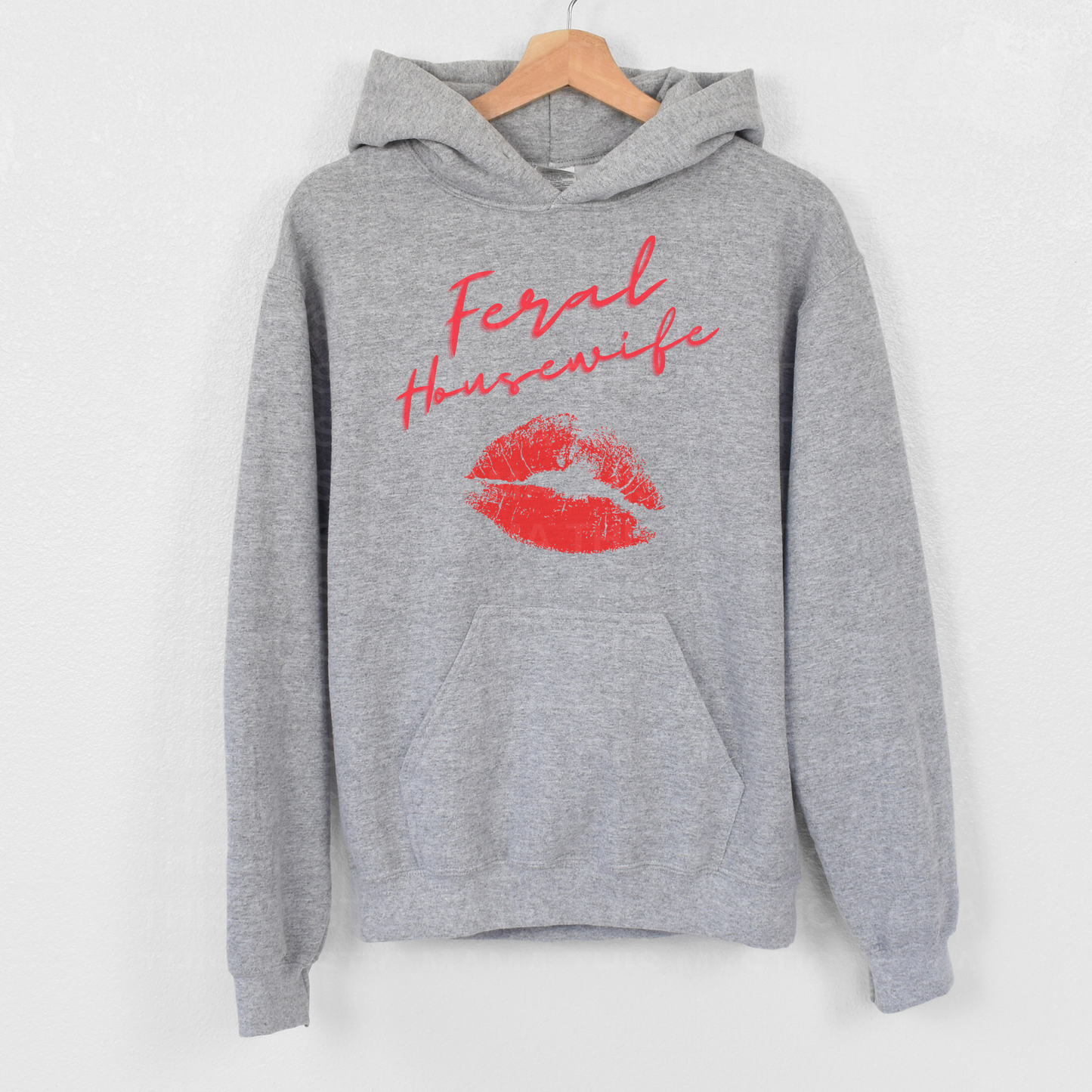 Feral Housewife Hoodie - Lipstick Print Design