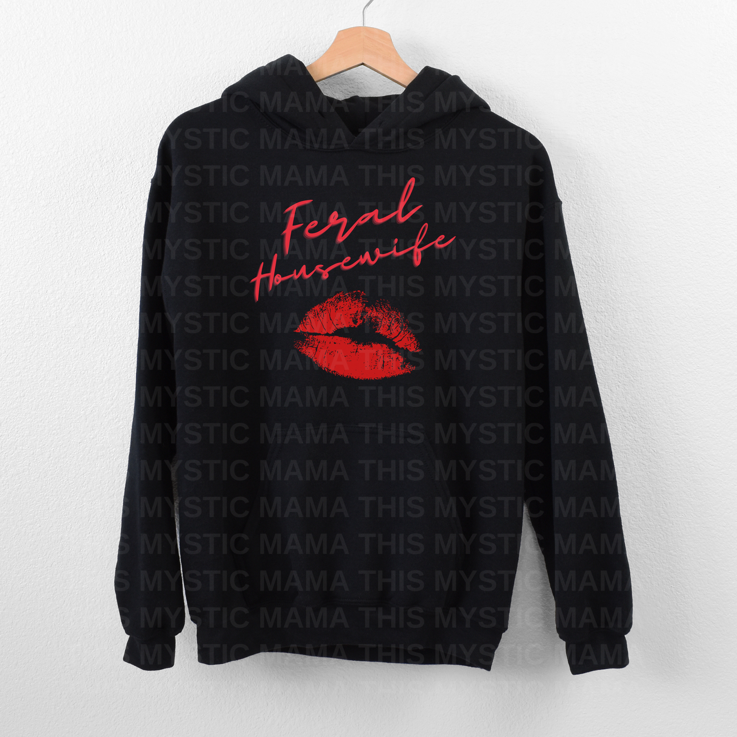 Feral Housewife Hoodie - Lipstick Print Design