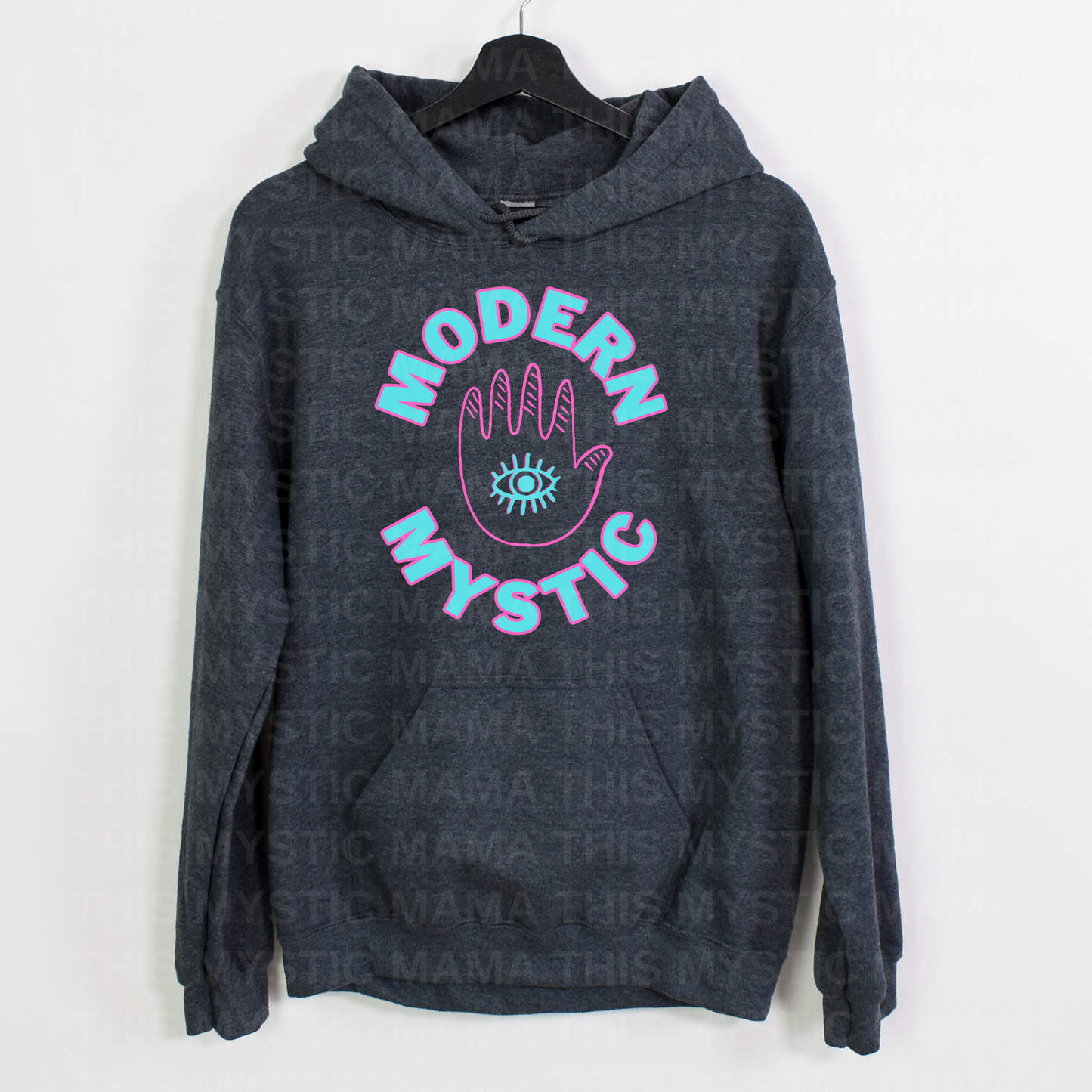 "Modern Mystic" Hoodie with Turquoise & Pink Typography