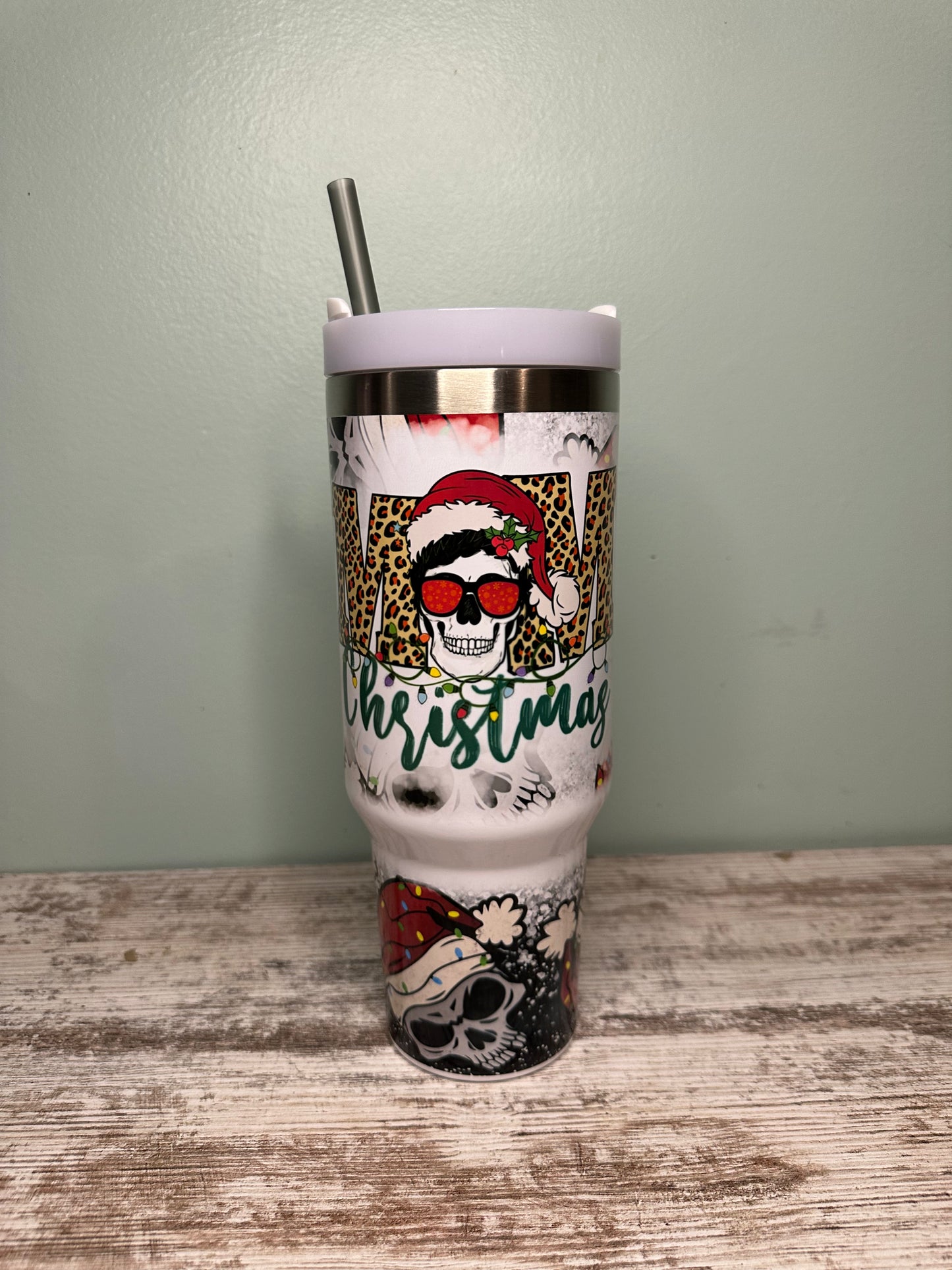 40oz Christmas tumbler with handle