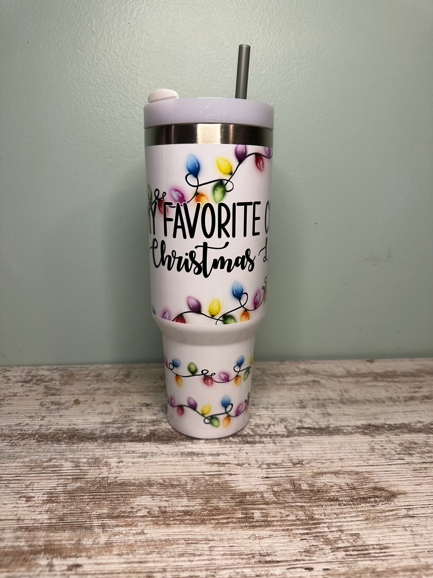 40oz Christmas tumbler with handle