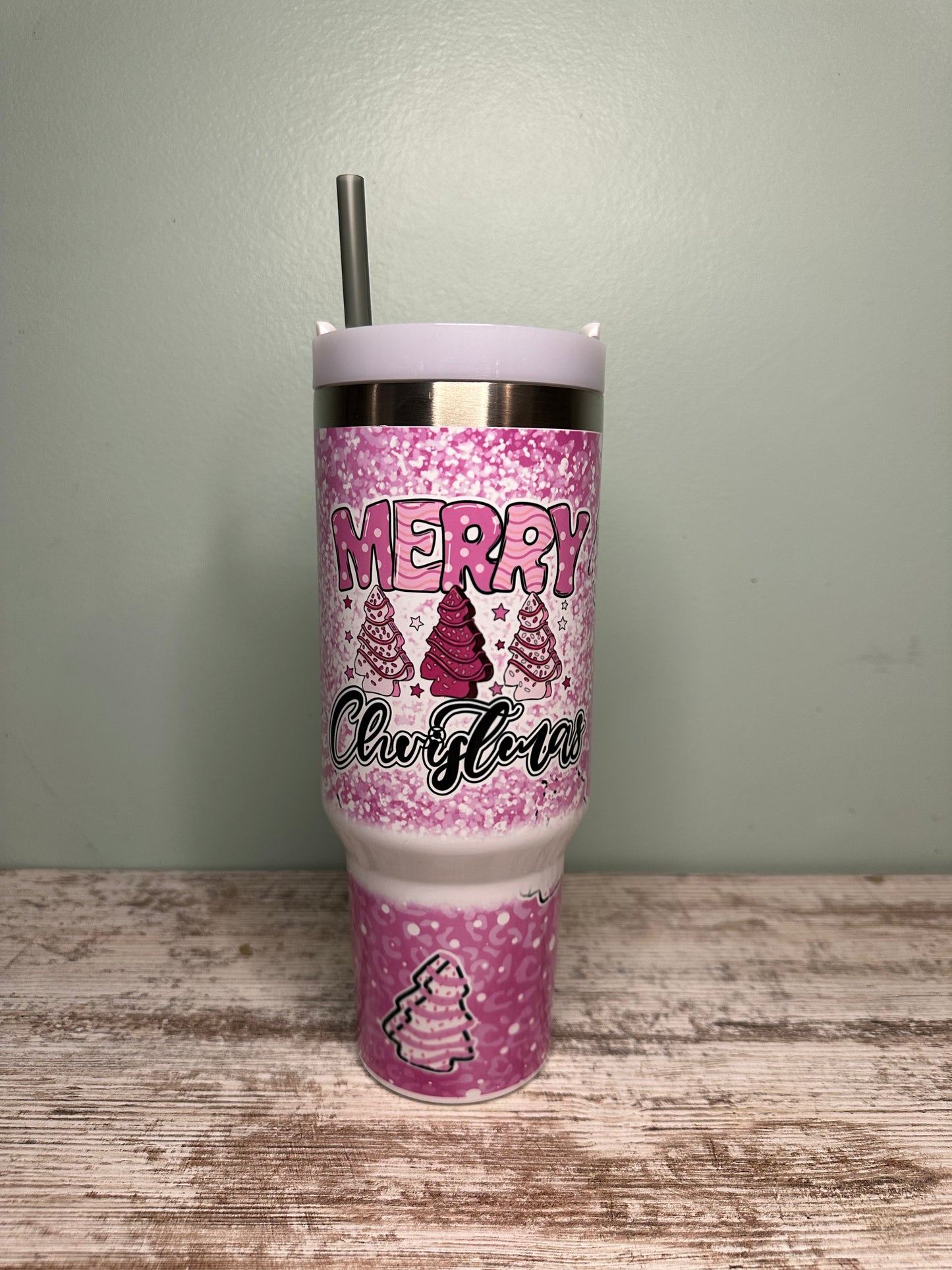 40oz Christmas tumbler with handle