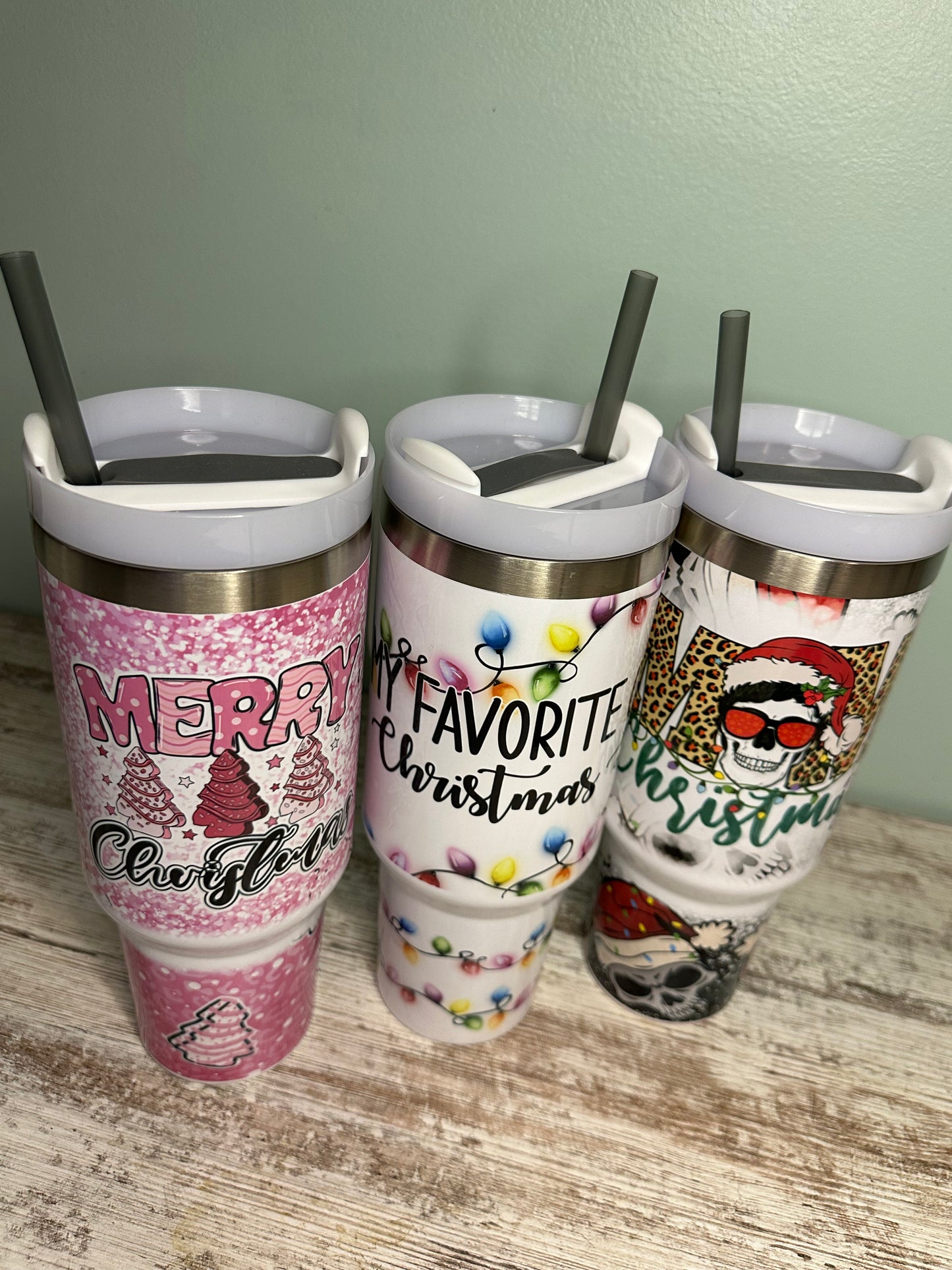 40oz Christmas tumbler with handle