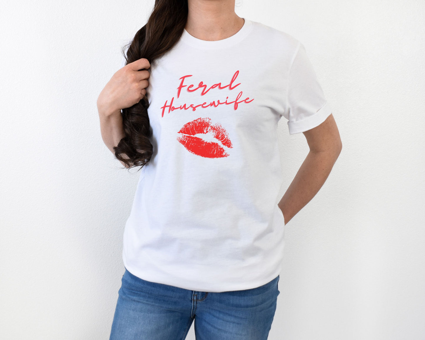 Feral Housewife Tee - Lipstick Print Design