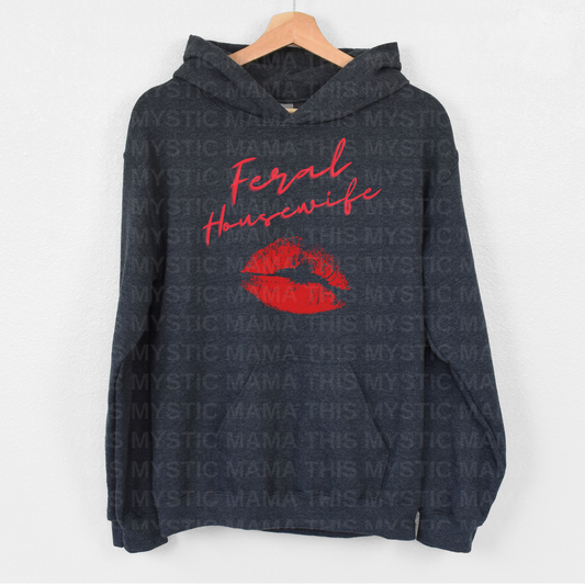 Feral Housewife Hoodie - Lipstick Print Design